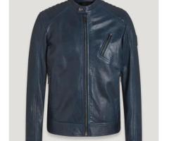 V Racer Jacket Cheviot Leather Insignia Blue - Image 1