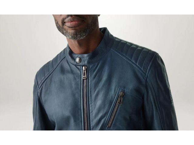 V Racer Jacket Cheviot Leather Insignia Blue - 3