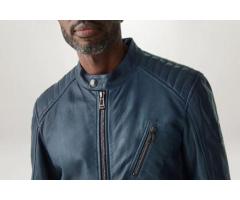 V Racer Jacket Cheviot Leather Insignia Blue - Image 3